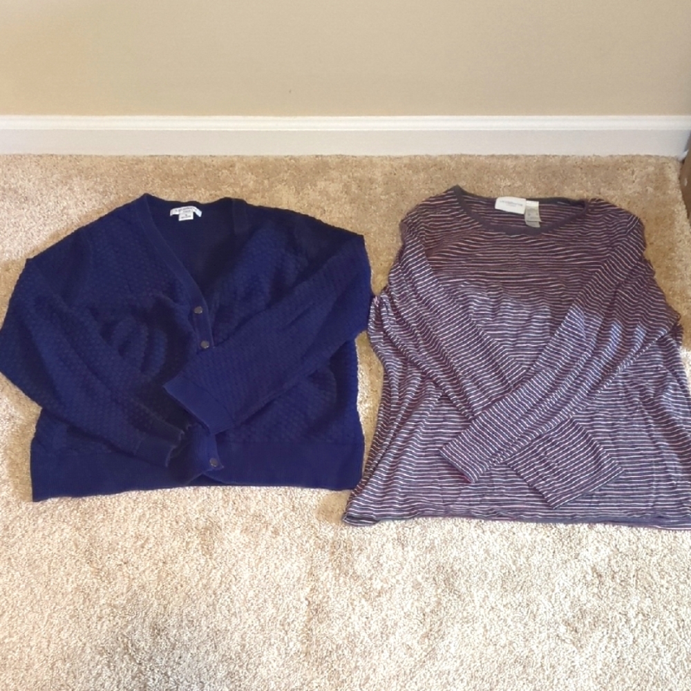 Liz Claiborne Cardigan And Long Sleeve Shirt